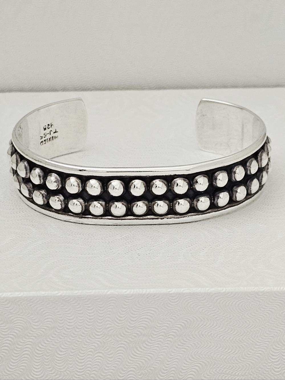 Silpada Super Rare🦄Sterling Silver Double Bead Oxidized Cuff Bracelet 32g ZB150
